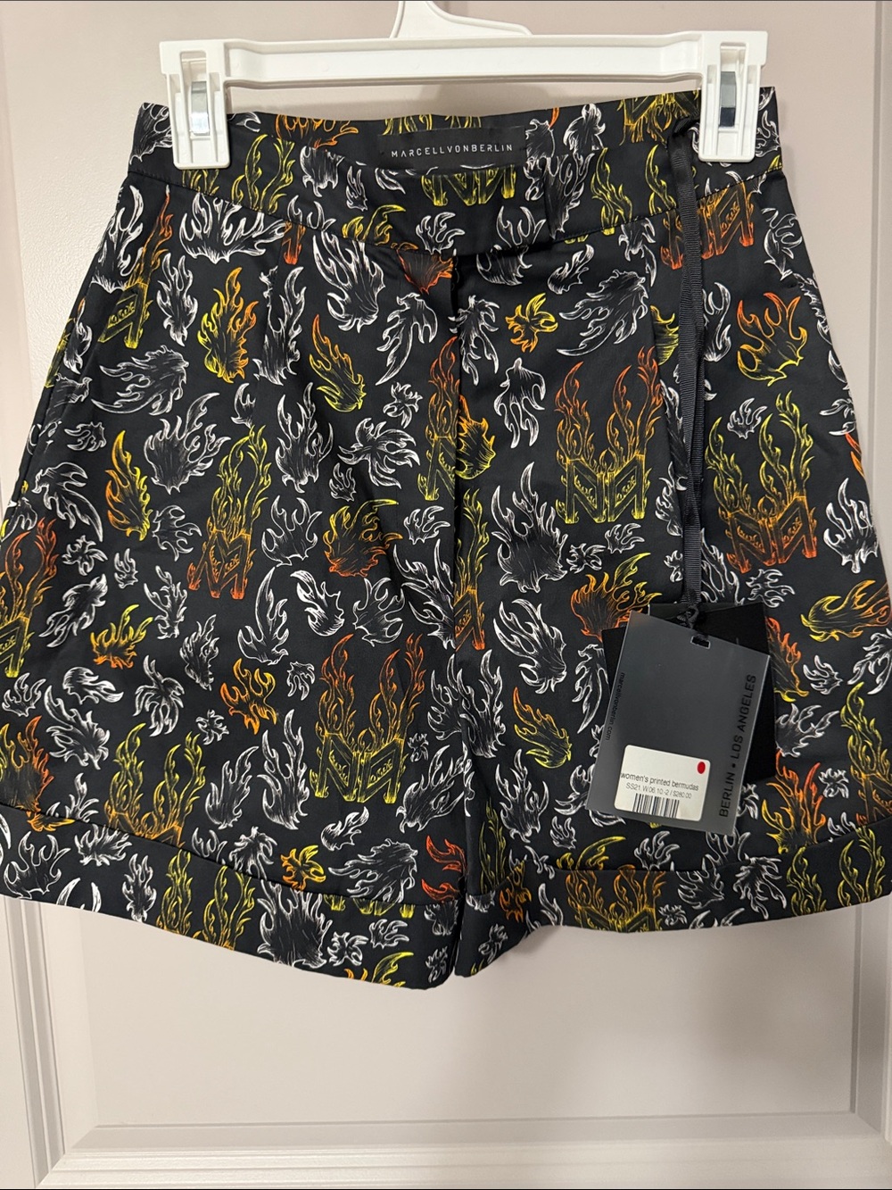 Marcelo Burlon Black Flame-Print Women's Bermuda Shorts